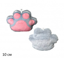 ЛАПКА-БРЕЛОК, 10 СМ, СЕР/СЕР, (ВЕЛЮР, МЕХ) купить оптом и в розницу на базе игрушек