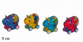 КАТАЛКА ДИНОЗАВРИК С ШЕСТЕРЕНКАМИ, ИНЕРЦ, СВЕТ купить оптом и в розницу на базе игрушек