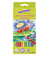 Карандаши цветные ЮНЛАНДИЯ В ГОСТЯХ У БУКАШЕК, 12 цветов, шестигранные, грифель 3 мм купить оптом и в розницу на базе игрушек