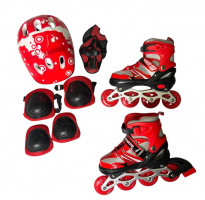 НАБОР РОЛИКОВ РАЗДВИЖН.,ЗАЩИТА,ШЛЕМ, ЦВЕТ КРАСНЫЕ, СУМКА, Р.M(34-38) M08051-M купить оптом и в розницу на базе игрушек