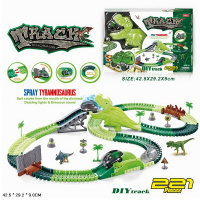 ДИНОТРАК ГИБКИЙ С ДИНОМАШИНКОЙ НА БАТ.,221 ДЕТ.,СВЕТ,ЗВУК,КОР 42,5*29,2*9СМ купить оптом и в розницу на базе игрушек