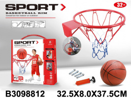 НАБОР БАСКЕТБОЛ МЕТАЛЛИЧ. КОРЗИНА 32 СМ С ДЕТ. ДЛЯ КРЕПЛЕНИЯ,МЯЧ НАДУВНОЙ С НАСОСОМ,КОР. 32,5*8*37,5СМ купить оптом и в розницу на базе игрушек