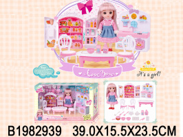 КУКЛА ГИБКАЯ ШАРНИРН. НА КУХНЕ С НАБОРОМ МЕБЕЛИ,КОР. 39*15,5*23,5СМ купить оптом и в розницу на базе игрушек