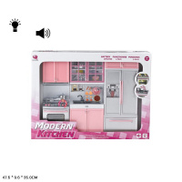 КУХОННАЯ МЕБЕЛЬ С ПЛИТОЙ СО СВЕТОМ И ЗВУКОМ,ХОЛОДИЛЬНИК,РАКОВИНА, ПОСУДА С АКСЕСС.,КОР. 47,5*9,6*35СМ купить оптом и в розницу на базе игрушек