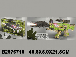 АВТОМАТ НА БАТАР. СО СВЕТЯЩИМСЯ ГАЗОМ/СПРЕЕМ/ПОСЛЕ ВЫСТРЕЛА,В КОР. 45,8*5*21,5СМ купить оптом и в розницу на базе игрушек