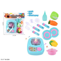 ГАЗОВАЯ ПЛИТА НА БАТ.,СВЕТ,ЗВУК,ДЫМ С ПРОДУКТАМИ И ПОСУДОЙ,ПАКЕТ 31*34СМ купить оптом и в розницу на базе игрушек