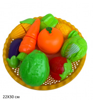 НАБОР ОВОЩЕЙ И ФРУКТОВ ДЛЯ НАРЕЗКИ В КОРЗИНКЕ,ПАКЕТ 22*30СМ купить оптом и в розницу на базе игрушек