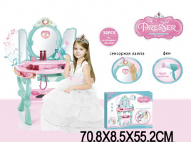 ТРЮМО С АКСЕССУАРАМИ И ФЕНОМ НА БАТАРЕЙКАХ, СВЕТ, СТУЛ, В КОРОБКЕ 70,8*8,5*55,2СМ купить оптом и в розницу на базе игрушек