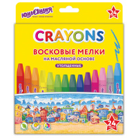 Восковые мелки утолщенные на масляной основе ЮНЛАНДИЯ ДОМИКИ, 24 цвета, 273091 купить оптом и в розницу на базе игрушек