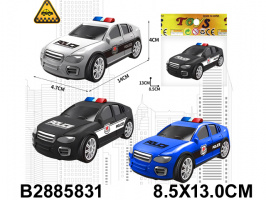 МАШИНА ПОЛИЦЕЙСКАЯ ИНЕРЦ ,3 ЦВЕТА,ПАКЕТ 8,5*13СМ купить оптом и в розницу на базе игрушек