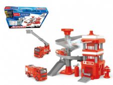 Парковка Пожарная станция (2 металлических машинки в комплекте), бьет струей воды, в коробке купить оптом и в розницу на базе игрушек