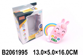 МУЗЫКАЛЬНЫЙ ТЕЛЕФОН ЗАЙЧИК ОБУЧАЮЩИЙ, ЦВЕТА,БУКВЫ,ЦИФРЫ,РУССК/ЯЗ,КОР .13*5*16СМ купить оптом и в розницу на базе игрушек