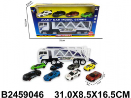 ТРАК АВТОВОЗ ИНЕРЦ. С МАШИНКАМИ 4 ШТ. МЕТАЛЛ.,2 ВИДА В АССОРТ ,КОР. 31*8,5*16,5СМ купить оптом и в розницу на базе игрушек