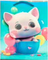 Dream Cards Пакет подарочный мат.лам,глиттер,3Dэл. 26*32*10 см(L), Котёнок, 210г ПКП-9249 купить оптом и в розницу на базе игрушек
