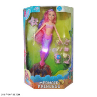 КУКЛА РУСАЛКА С МЯГКИМ ХВОСТОМ С АКСЕСС. СО СВЕТОМ,КОР.24*5,6*36,7СМ купить оптом и в розницу на базе игрушек