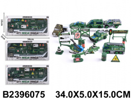 НАБОР ТРАК МЕТАЛЛИЧ. С ВОЕНН. МЕТАЛЛИЧ. ТЕХНИКОЙ И АКСЕСС.,3 ВИДА,КОР. 34*5*15СМ купить оптом и в розницу на базе игрушек