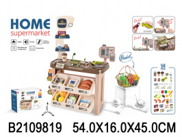 СУПЕРМАРКЕТ С КАССОЙ НА БАТ.,СВЕТ,ЗВУК,ПРОДУКТЫ 58 ПРЕДМ.,КОР. 54*16*45СМ купить оптом и в розницу на базе игрушек