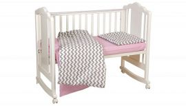 Комплект постельного белья Polini kids Зигзаг, 120х60, серо-розовый купить оптом и в розницу на базе игрушек