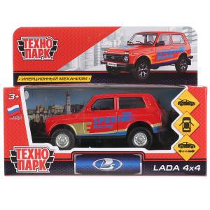 Машина металлическая LADA 4x4 СПОРТ 12 см, открываются двери и багажник, инерционная, цвет красный, в коробке Технопарк. в кор.2*36шт с доставкой