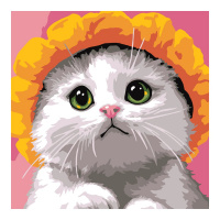 Ркн-145 Картина по номерам для малышей на картоне 20х20 Котик в шляпе купить оптом и в розницу на базе игрушек