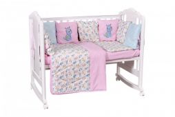 Комплект в кроватку Polini kids Собачки 5 предметов, 120х60, розовый купить оптом и в розницу на базе игрушек
