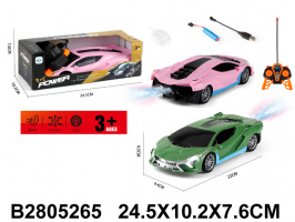 МАШИНА Р/УПР.С АККУМУЛЯТ.,USB, 4 КАНАЛА,СВЕТ ФАР, СВЕТЯЩ. ВЫХЛОПНОЙ ГАЗ, 2 ЦВЕТА,КОР. 24,5*10,2*7,6СМ купить оптом и в розницу на базе игрушек