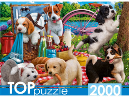 TOPpuzzle. ПАЗЛЫ 2000 элементов. П2000-0741 Щенки на пикнике купить оптом и в розницу на базе игрушек