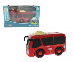 АВТОБУС С МЫЛЬНЫМИ ПУЗЫРЯМИ РАДИОУПРАВЛЯЕМЫЙ, USB, УПРАВЛЕНИЕ БРАСЛЕТОМ, СВЕТ, МУЗЫКА, КОРОБКА 30*16*18СМ КРАСНЫЙ купить оптом и в розницу на базе игрушек