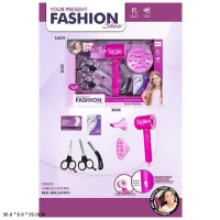 НАБОР САЛОН ПАРИКМАХЕРСКАЯ С ФЕНОМ НА БАТ. С РАЗНЫМИ НАСАДКАМИ И АКСЕСС.,КОР.36*6,8*25СМ купить оптом и в розницу на базе игрушек