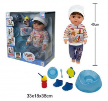 КУКЛА ПУПС 45 СМ,ПЬЕТ,ПИСАЕТ,ШАГАЕТ,НОГИ В КОЛЕНКАХ СГИБАЮТСЯ, С АКСЕСС.,КОР.33*18*38СМ купить оптом и в розницу на базе игрушек