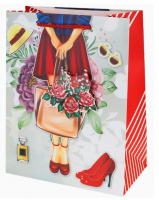 Dream cards Пакет подар.с мат.лам.,глит.и 3Dэлем.,26*32*10см(L),Красная туфелька,210г ППК-3592 купить оптом и в розницу на базе игрушек