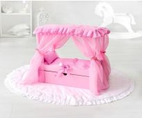 Кроватка с царским балдахином, постельным бельем, ящиком (коллекция Diamond princes розовая) (4шт) купить оптом и в розницу на базе игрушек