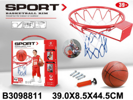 НАБОР БАСКЕТБОЛ МЕТАЛЛИЧ. КОРЗИНА 39СМ С ДЕТ. ДЛЯ КРЕПЛЕНИЯ,МЯЧ НАДУВНОЙ С НАСОСОМ,КОР. 39*8,5*44,5С купить оптом и в розницу на базе игрушек