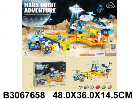 ТРАК С ПАРКОВКОЙ МАШИНОК 6 ШТ. ПРИ КОСМОДРОМЕ С РАКЕТОЙ И СТАНЦИЕЙ,КОР. 48*36*14,5СМ купить оптом и в розницу на базе игрушек