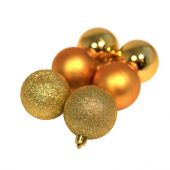 Елочное украшение шар золотой (глиттер, глянец, матовый) d=6 см (6 шт./уп.) купить с доставкой