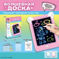 ВОЛШЕБНАЯ ДОСКА ДЛЯ РИС. НА БАТ.,4 НЕОНОВЫЕ РУЧКИ ,ШАБЛОНЫ ДЛЯ РИСОВАНИЯ ,2 ЦВЕТА,,КОР. 27*2,8*21СМ купить оптом и в розницу на базе игрушек