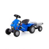 Каталка-трактор с педалями Turbo-2 (синяя) с полуприцепом купить оптом и в розницу на базе игрушек