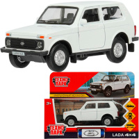 Машина металл LADA 4x4 длина 12 см, двери, багаж, инерц, белый, кор. Технопарк в кор.2*36шт купить оптом и в розницу на базе игрушек