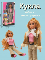 КУКЛА ГИБКАЯ МОДНАЯ В ТЕПЛОЙ КУРТКЕ, КОРОБКА 18,5*6*34СМ купить оптом и в розницу на базе игрушек