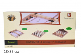 НАСТОЛЬНАЯ ИГРА 3 В 1 (ШАШКИ,ШАХМАТЫ,НАРДЫ), КОРОБКА купить оптом и в розницу на базе игрушек