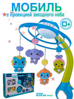 КАРУСЕЛЬ МУЗЫКАЛЬНАЯ С ПУЛЬТОМ УПР, СИН.,СВЕТ,МУЗЫКА С BLUETOOTH,ПРОЕКТОР,КОР 36*12*28СМ купить оптом и в розницу на базе игрушек