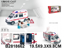 МАШИНА СКОРОЙ ПОМОЩИ МЕТАЛЛИЧ. С ПЛАСТМ. ДЕТ.,СВЕТ,ЗВУК,ВСЕ ДВЕРИ ОТКРЫВАЮТСЯ,КОР. 19,5*9,3*9,8СМ купить оптом и в розницу на базе игрушек