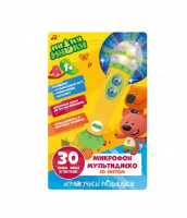 Микрофон,прозрачный пластик Ми-ми-мишки 30 песен,фраз,звуков.свет.блист.бат. Умка в кор.72шт купить оптом и в розницу на базе игрушек