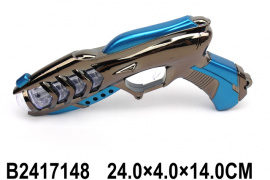 ПИСТОЛЕТ СВЕТ,ЗВУК,БАТАР. НЕ ВЛОЖЕНА,ПАКЕТ 24*4*14СМ купить оптом и в розницу на базе игрушек